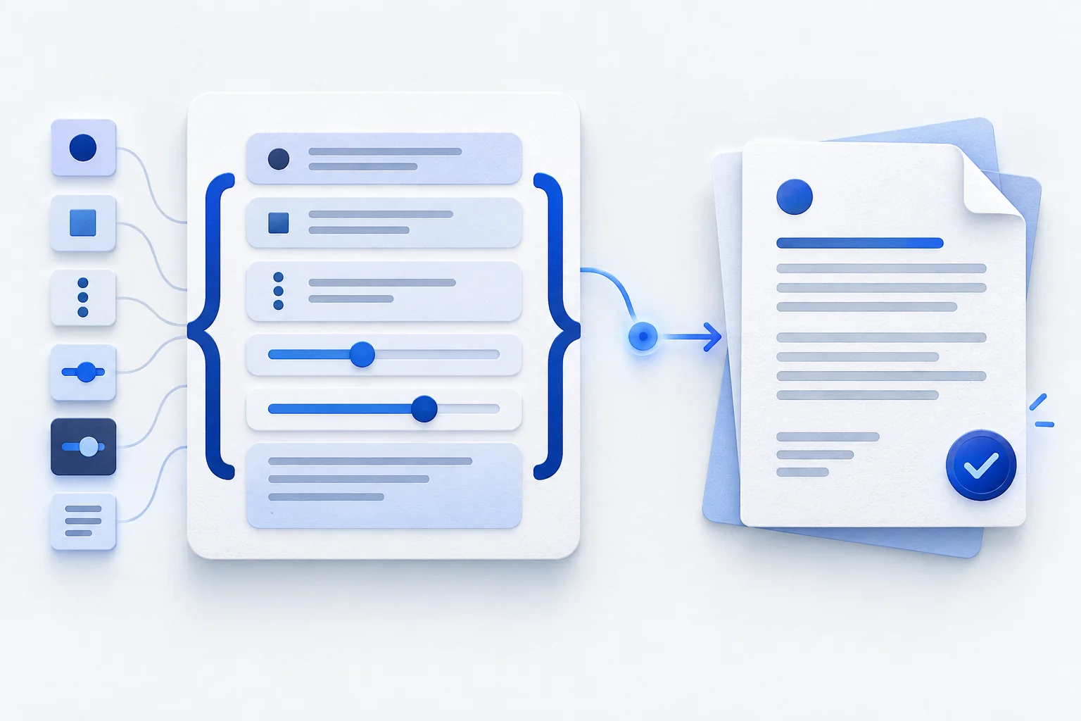 Blocos de instruções formando um documento estruturado